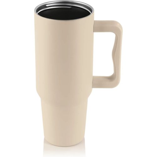 Termosz bögre fedéllel és szívószállal bézs 1,2 liter